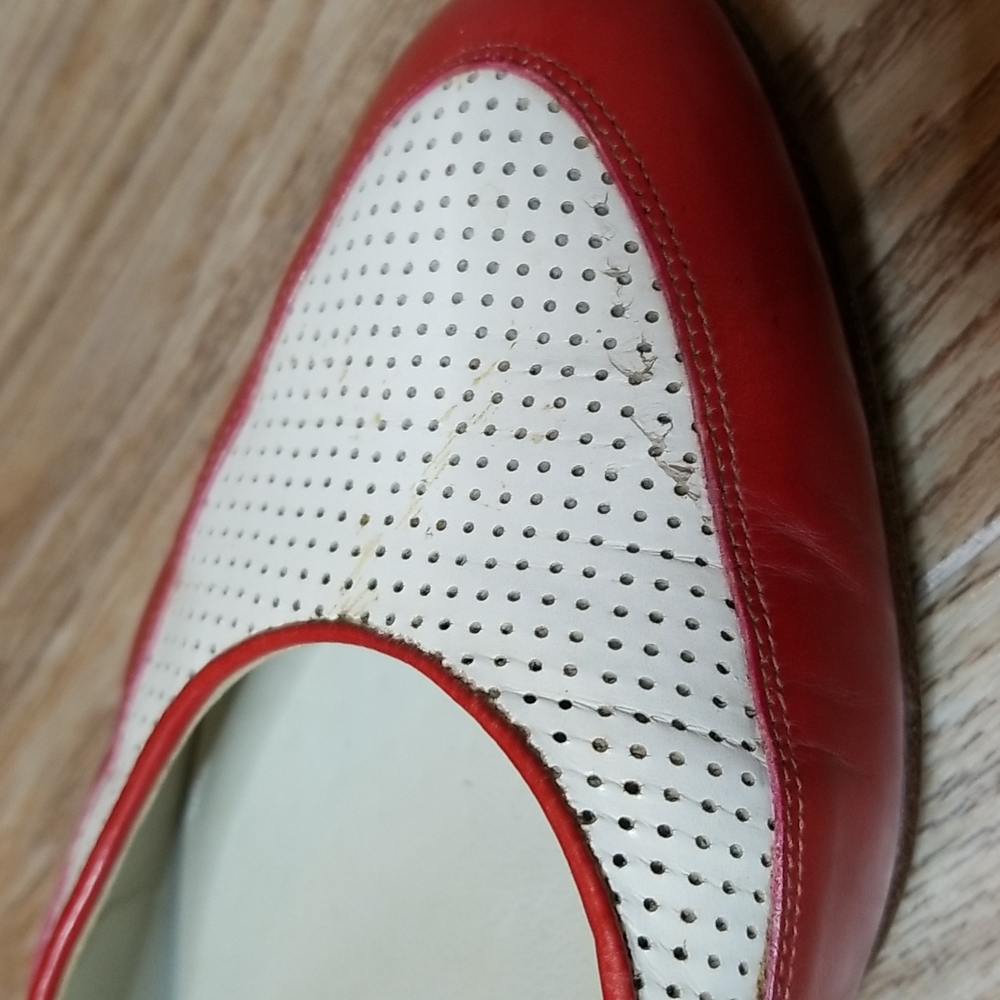 Vintage Amalfi Womens Red White Almond Toe Low Heel Loafers Flats Size 7… - Picture 12 of 14